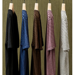 Striped Scallop Crew Neck...